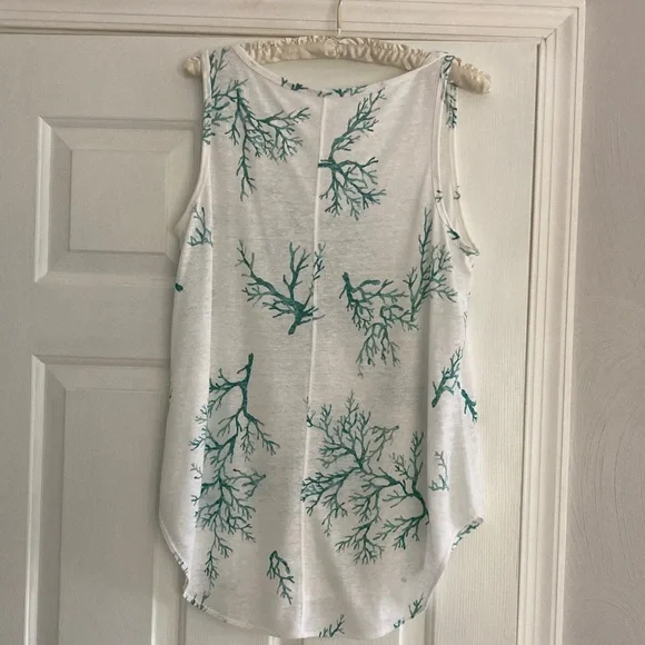 Old Navy White Tank with Teal Print - Picture 3 of 5